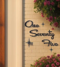 Mid Century Cursive House Numbers, 5 Inch Floating House Number