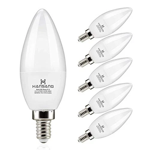 Hansang Candelabra LED Bulbs 60 Watt Equivalent 600LM Warm White