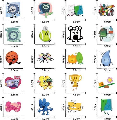 110 Stck. BFDI Niedliche Schlacht um Trauminsel Aufkleber Vinyl Wasserdicht Abziehbilder für Te - Bild 5 von 8
