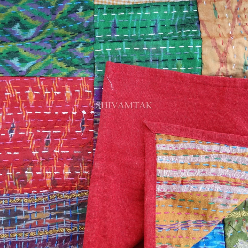 "Manta Doble Lanzamiento de Seda Bordada a Mano 90x108" Foto 4 de 4