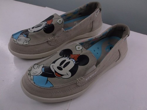 Scarpe slip on Crocs donna taglia 6 Minnie Mouse Disney tela marrone usate in ottime condizioni - Foto 2 di 6