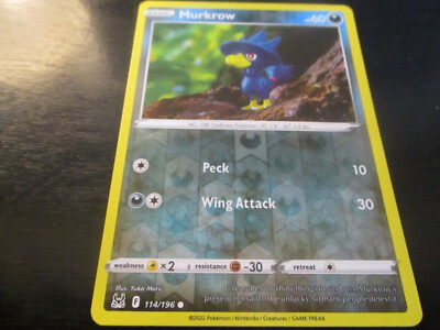 MURKROW HOLO pokemon CARD #114/196 2022 MInt condition 60HP | eBay