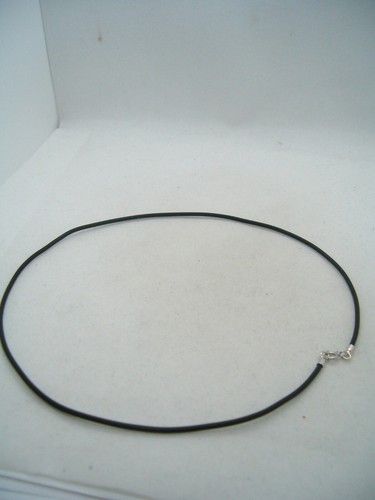 Girocollo in Caucciù e Oro Bianco 18 Kt (750) - collana lunga 60 cm - Picture 3 of 5