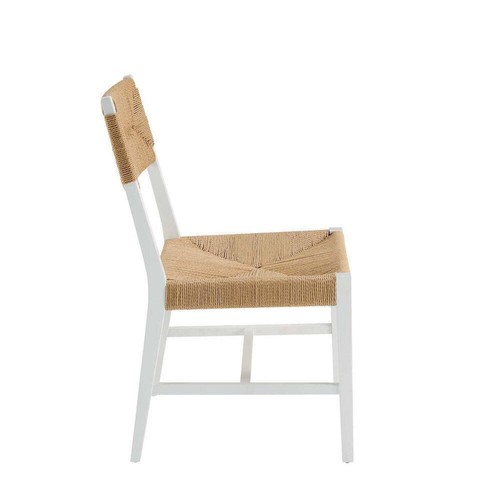 MODWAY Dining Chair 34.5" x 24" x 20" Armless Lattice Back Natural Wood White - Picture 2 of 5