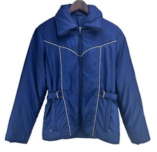 Vintage Jcpenney Ski Snow Jacket Side Cinch 1970's Blue Women's Size M
