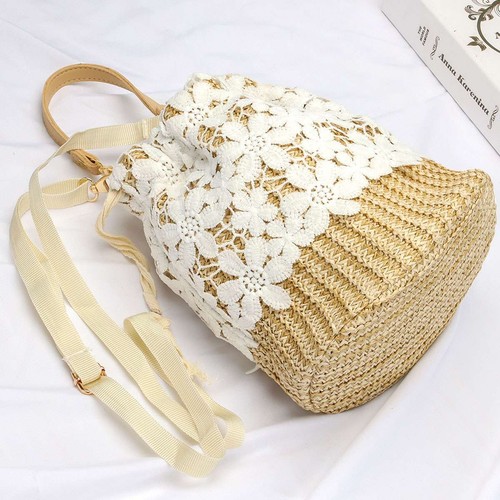 USA Straw Shoulder Bag Bucket Bohemia Summer Rattan Handbag Vocation Woven Tote - Picture 7 of 19