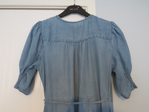 M&S Tencel Denim V-Neck Midi Wrap Dress UK 12 - Picture 7 of 8