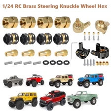 Brass Steering Knuckle&Extended 7mm Hex Wheel Hubs Set For 1/24 RC Crawler Car