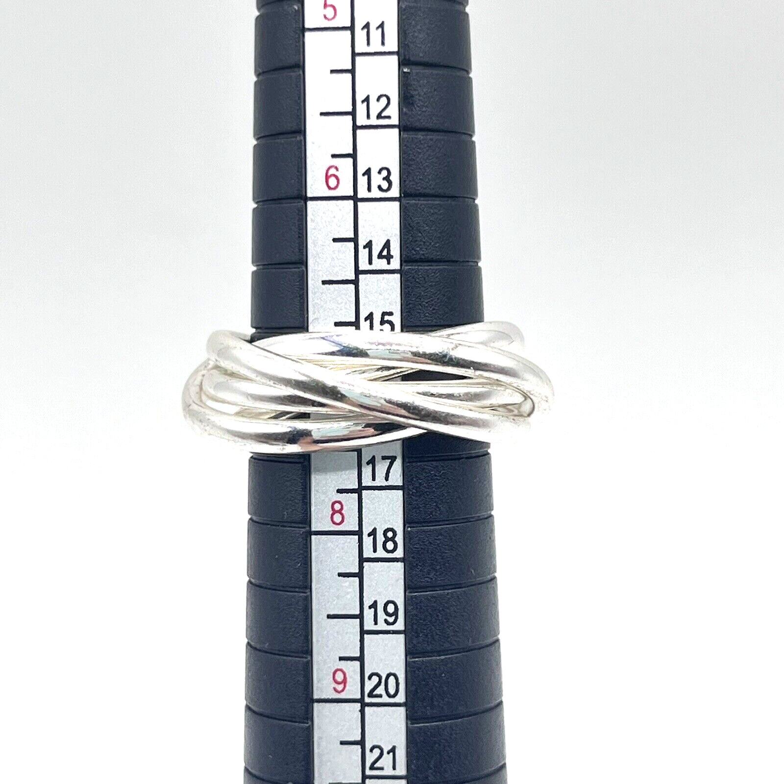 Unique Interlocking Silver Plated Band Rolling Ri… - image 4