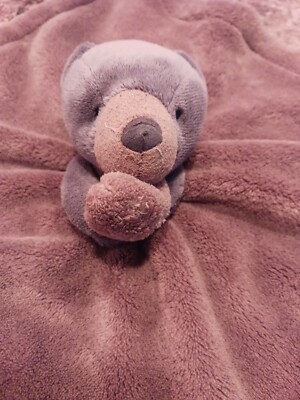 VTG Carters  Plush GRAY BEAR BROWN  Minky Security Blanket 
