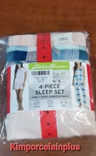 Eddie Bauer Women's Ladies' 4-piece SLEEP SET Medium TEAL NEW Free Shipping
