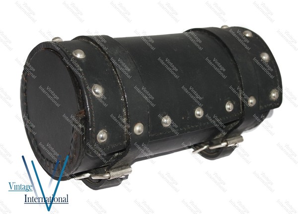 Universal Gabel Kunstleder Werkzeug Rolle Rund Motorrad Satteltasche Lenker @ US-image