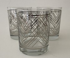 Georges Briard Rocks DOF GLASSES Lot 3 Chevron Gold Striped 14 oz Cocktail