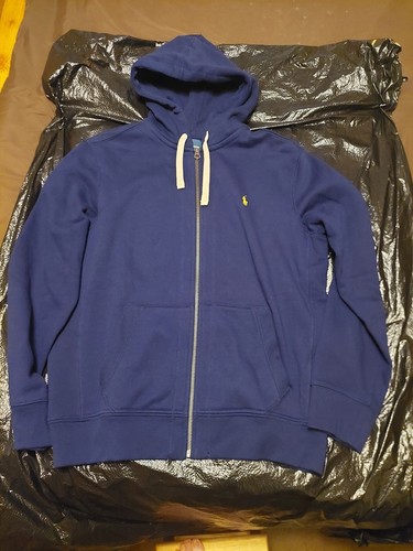 NWOT Men's Ralph Lauren Polo Full Zip Hooded Sweatshirt Blue with Yellow PONY XL - Picture 1 of 5