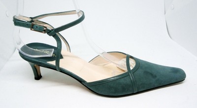 teal low heel shoes