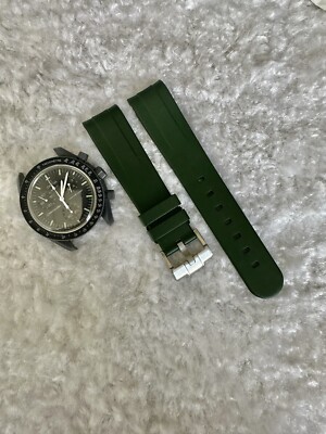 20mm GREEN Vulcanized Caoutchouc rubber Strap For Rolex Yachtmaster 40mm Watches