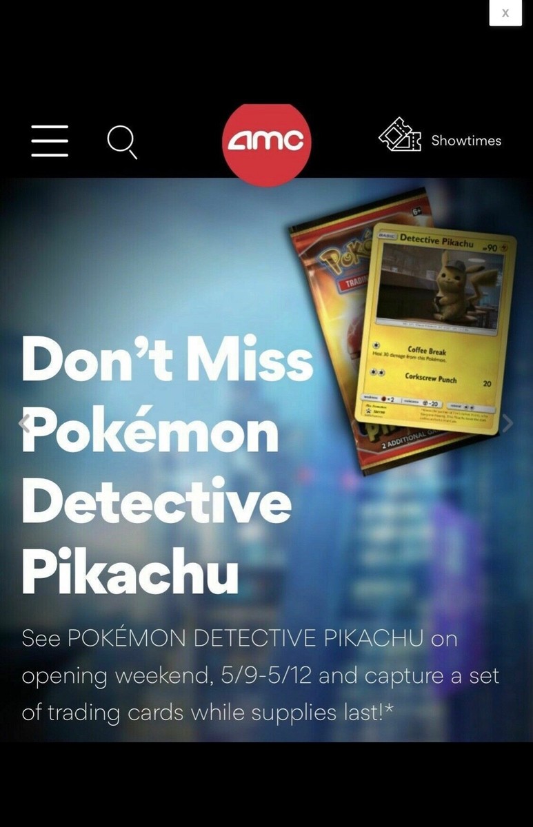 AMC LIMITED Pokemon Detective Pikachu Movie Trading Card Pack - PROMO 2019  NEW