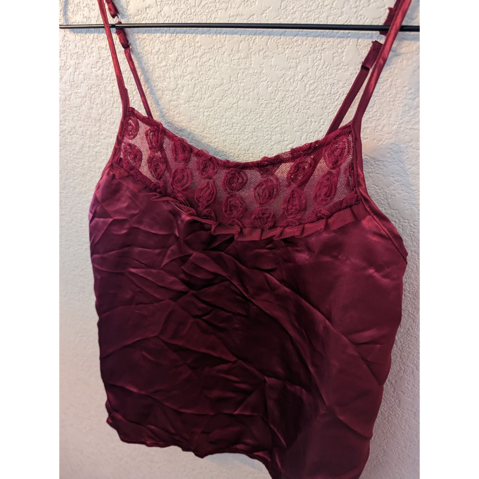 Vintage Y2K Kmart Womens Sz M Satin Sleep Shirt Dark Red Camisole eBay