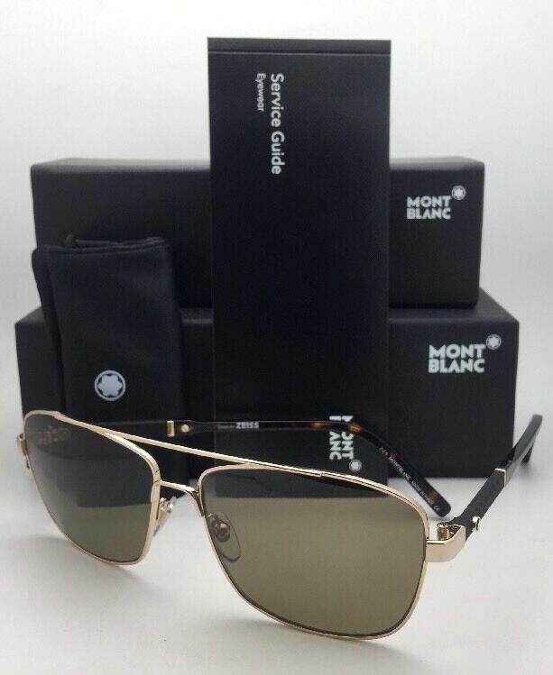 Polarized MONTBLANC Sunglasses MB 589S 28H 60-15 Gold & Tortoise