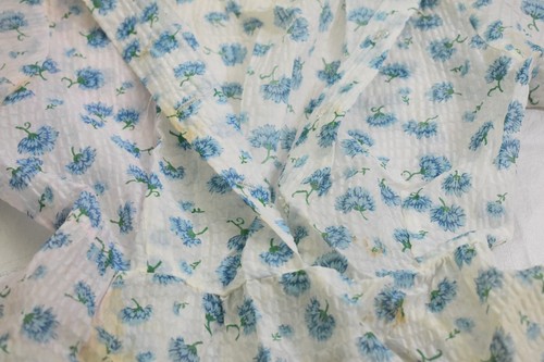 Vintage Size 12 Dress White Cotton Blue Floral Prairie Embroidered Betty Jame - Picture 3 of 13
