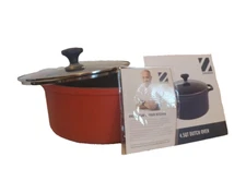 New Geoffrey Zakarian 4.5 Qt Cast Iron Non-Stick Oval Dutch Oven & Glass  Lid