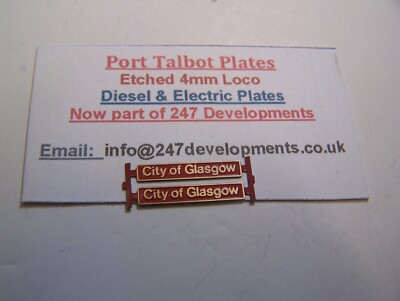 4mm Scale Etch Plates 87 006 City of Glasgow (red)