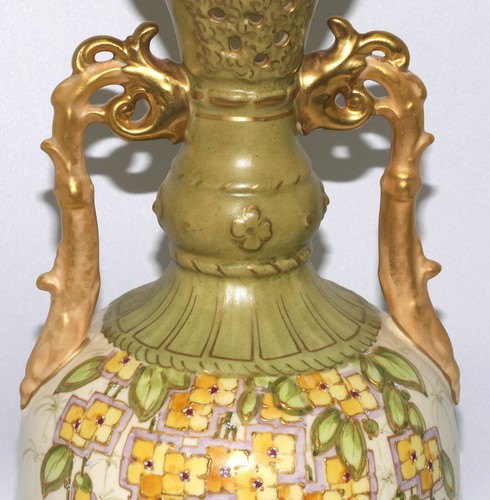 Turn Teplitz Vienna Jugendstilvase E Wahliss Amphora Werke Böhmen, Gold 29,5 cm - Picture 11 of 18