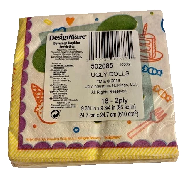 3 件丑陋娃娃纸饮料餐巾纸 16-2 层 5 英寸折叠 2019 Moxy 价格实惠! — 第 3/4 张图片