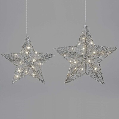 Hnger Stern 20 o. 25 cm silber-Glitter LED-Licht formano Weihnachtsstern |  eBay.de
