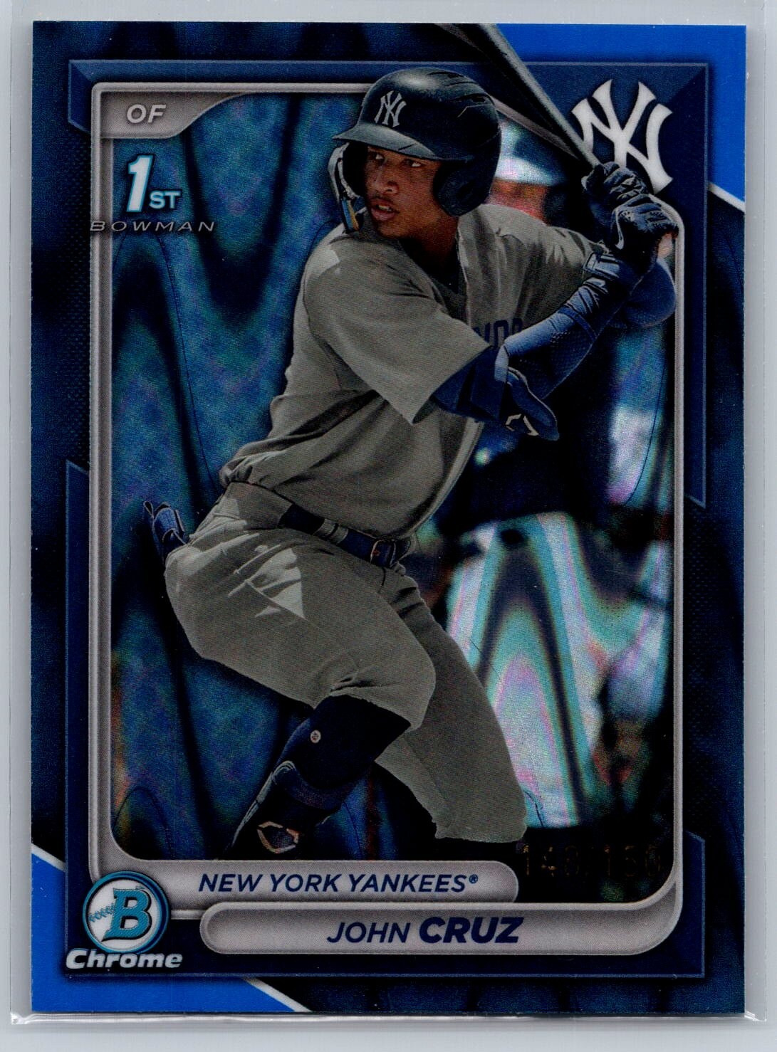 2024 bowman baseball john cruz 1st blue raywave refractor chrome rc 148/150 #77