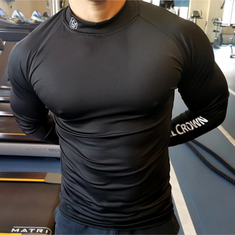 Camiseta Deportiva Hombre Manga Larga Compresión Correr Ropa Entrenamiento Muscu
