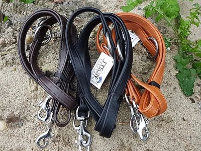 Hundeleine Nubuk Kunstleder London Braun Vegan 3 fach 2,20 Tysons Leine Hund