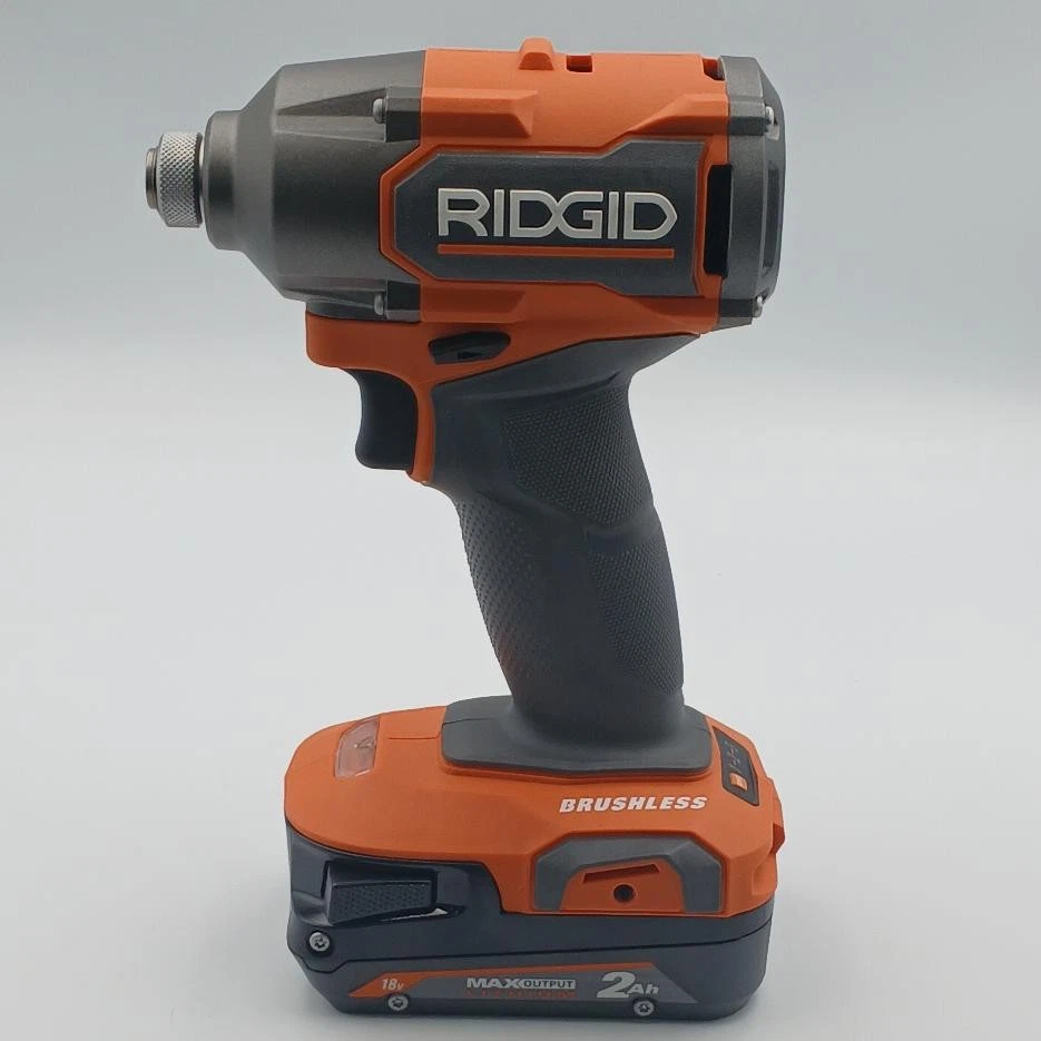 Ridgid R9208 18V Li-Ion Brushless 1/2" Hammer Drill & 1/4" Impact Driver Kit Set - Image 3 of 4