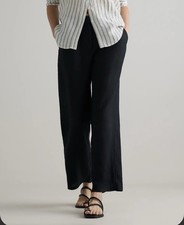Quince 100% European Linen Pleated Trouser Black Size 2