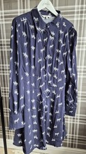 NEXT - Women's Long Shirt Dress - Blue With Zebra Print Pattern Design - Size 14