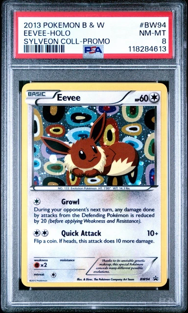 Pokemon TCG Eevee Black & White Star Promo Holo Rare BW94 PSA 8 NM-MT NEAR MINT
