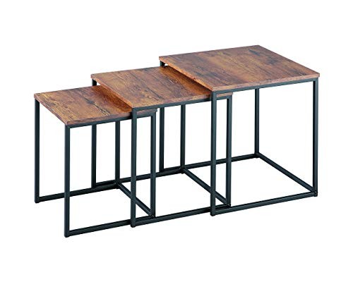ASPECT Alana Set of 3 Nesting Table-Vintage Wooden Tops/Steel Black Legs, 40x40x42 cm 21 ASPECT Alana Set of 3 Nesting Table-Vintage Wooden Tops/Steel Black Legs,