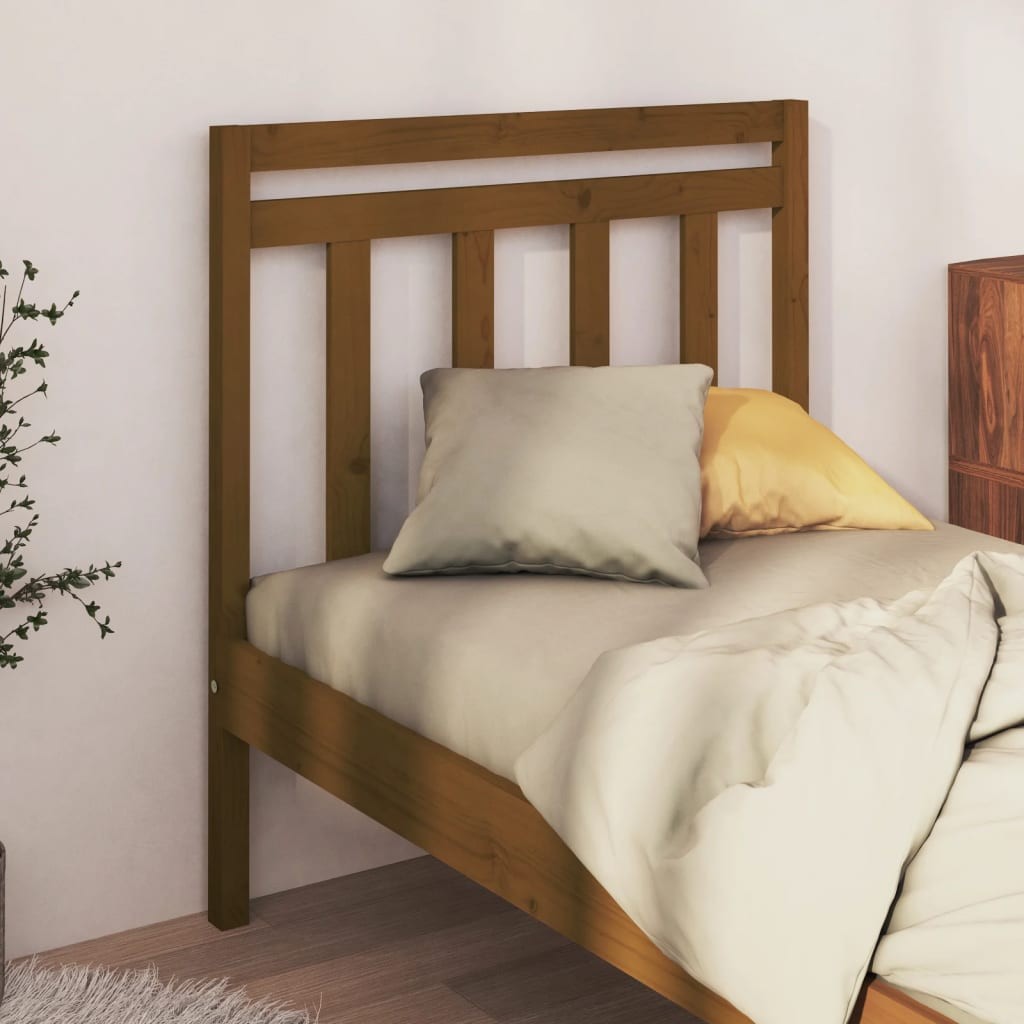 A Honey Brown Bed Headboard - Solid Pine Wood Rustic Slatted Design E9C3