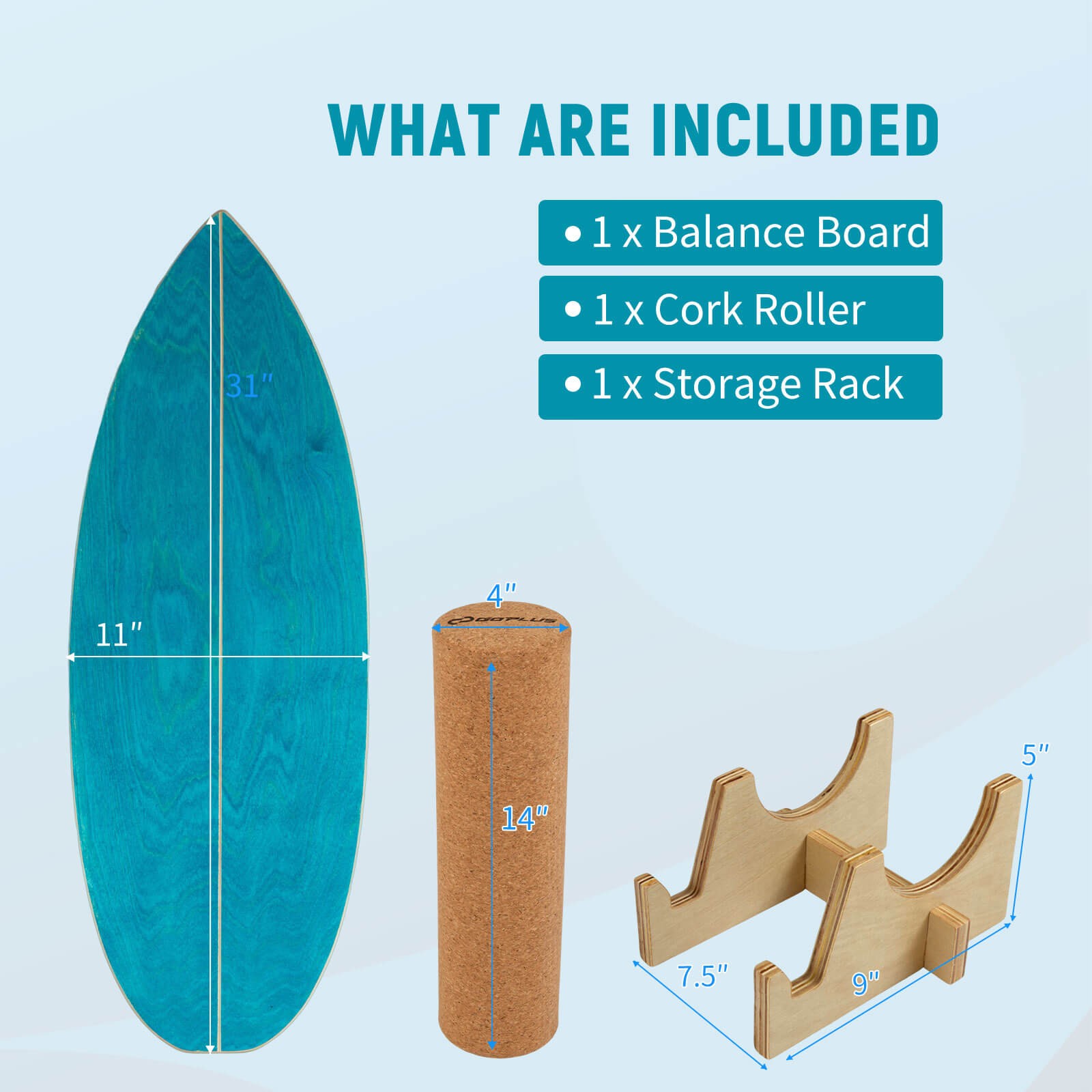 Balancing Racks Balance Board Trainer, Wooden Balancing Board w/Cork Roller and Storage ...