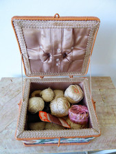 5 Balls of Coats Mercer Crochet 20g / Mixed Bundle in Small Sewing Box