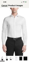 Van Heusen Dress Shirt Men's M 15-15.5 32/33 White Geo Flex Stretch Wrinkle Free