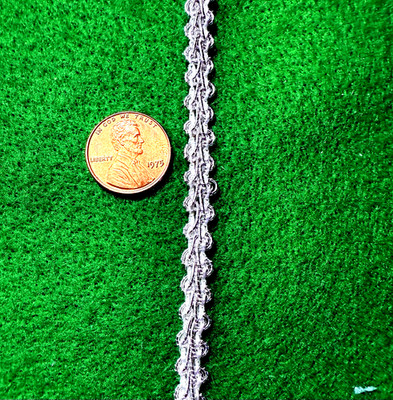 Vintage Silver Tone Metallic Thread 1/4'' Braid - 3 Yards