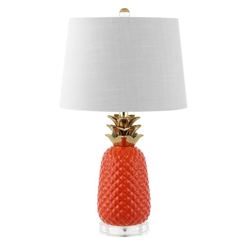 JONATHAN Y Pineapple 23 in. Classic Vintage Ceramic LED Table Lamp, Orange/Gold - Picture 4 of 8