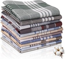 12 pack Men's Handkerchiefs 100 Cotton 16 inch Large Mens Pocket Square Hand...