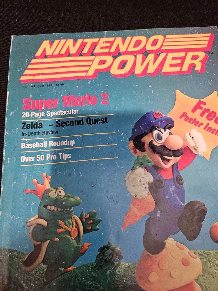 Vintage 1988 Nintendo Power Magazine Vol 1 Issue 1 Super Mario 2 Zelda Poster Foto 2 de 4