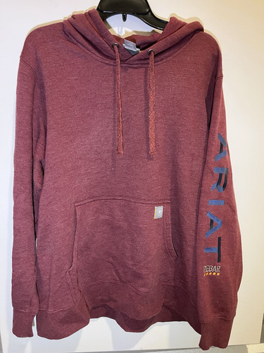 Ariat Rebar Women Sweatshirt 1X Maroon Hoodie Logo Embroidered Long Sleeve