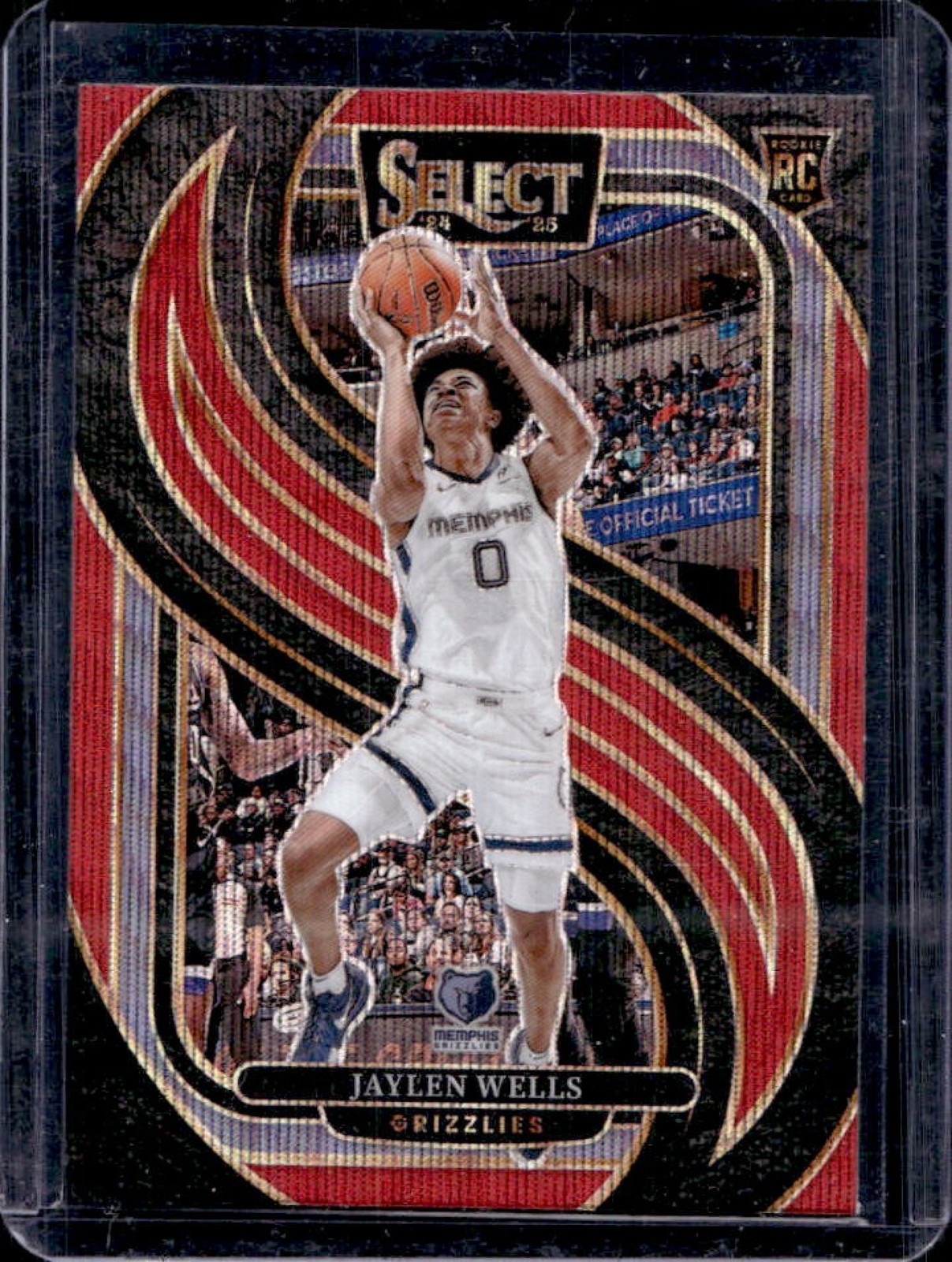 2024-25 Select Jaylen Wells Premier RC Red Wave Prizm #188 Grizzlies
