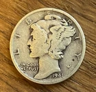 1941-S Mercury Dime San Francisco 90% Silver Winged Liberty WWII Era US Coin