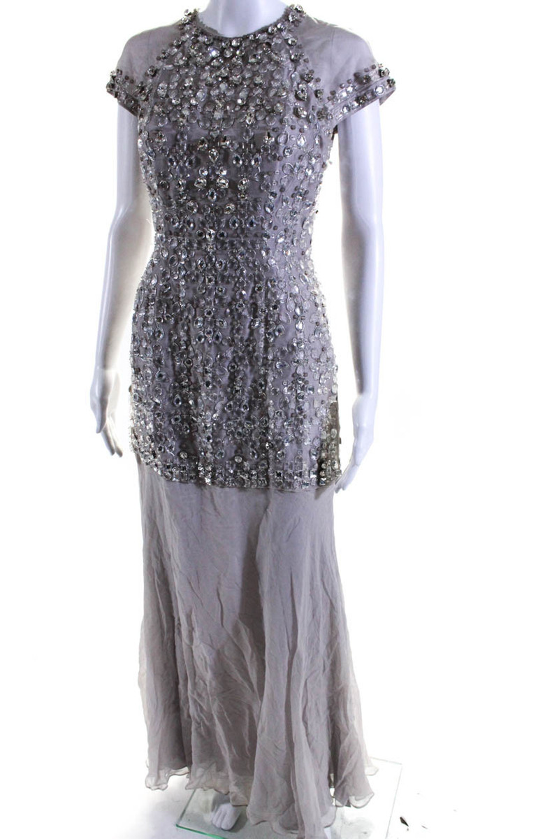 Jenny Packham Womens Sleeveless Embellished Back Zip Long Jenny Packham Womens Sleeveless Embellished Back Zip Long