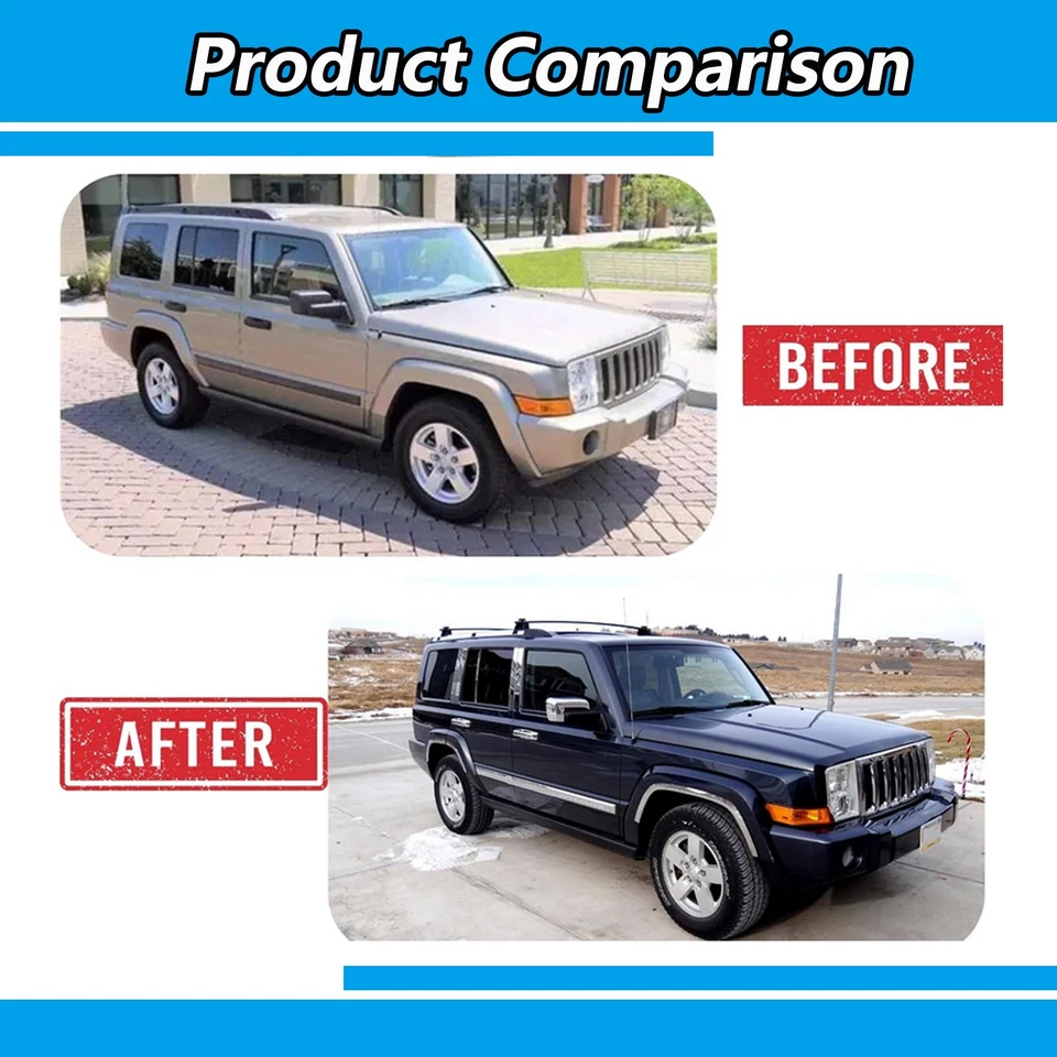 Черные поперечные дуги из запасов США 2 шт подходят для Jeep Commander 2006-2010 багажник на крышу рейка - Изображение 4 из 4